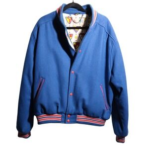 VTG VAQO Blue Red Wool Blend Varsity Letterman School Jacket Mens XL Retro Snaps